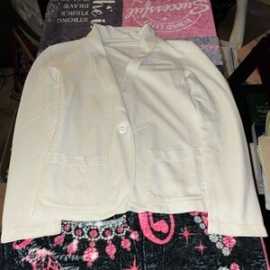 One Button White Blazer With Pockets, Brand Unknown